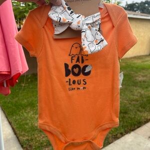 Marshalls Orange 'Fab-BOO-lous' Bodysuit with Bow